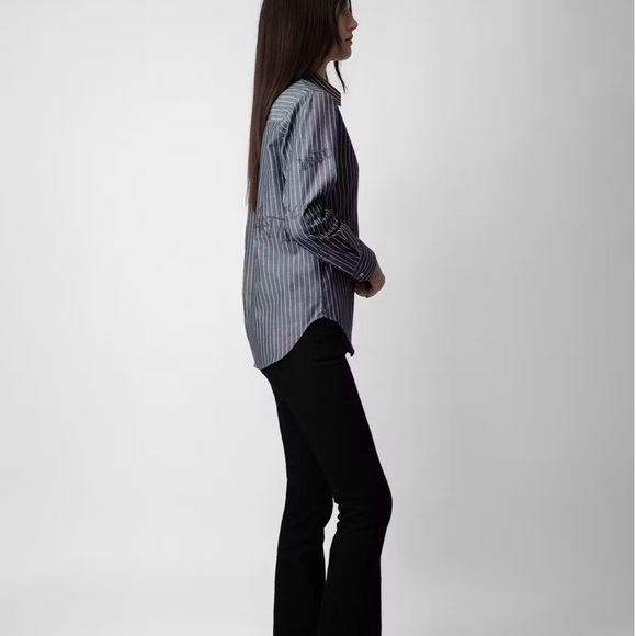 Zadig & Voltaire Taskiz Strass button up shirt embellished striped S - Picture 3 of 16